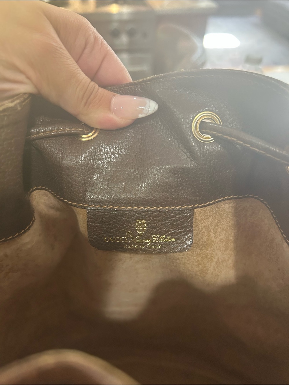 Authentic Gucci brown monogram coated canvas bucket bag - Picture 13 of 15